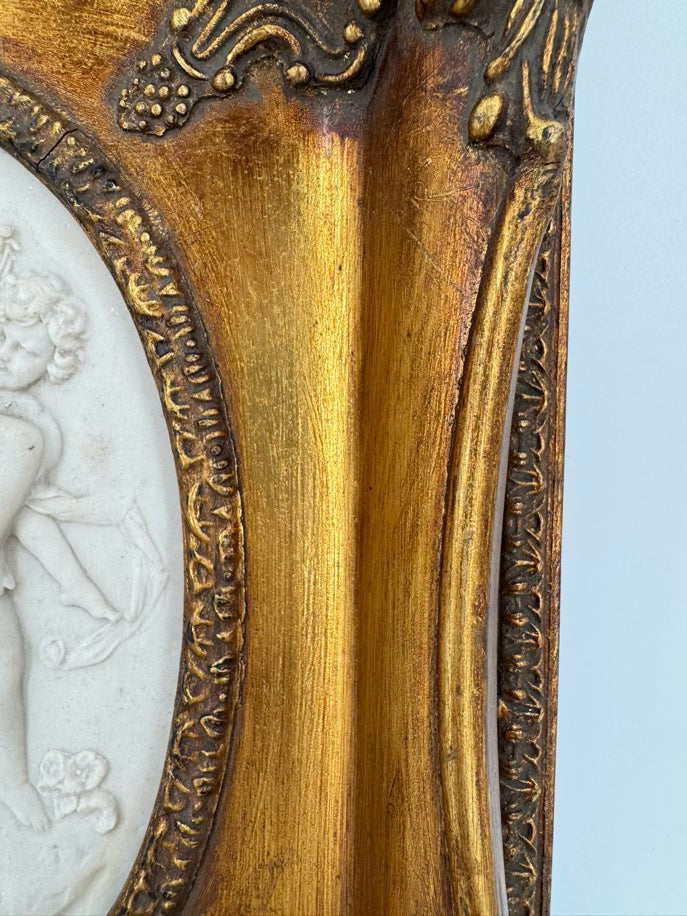 Bisque Relief Plaque in Ornate Gold Frame