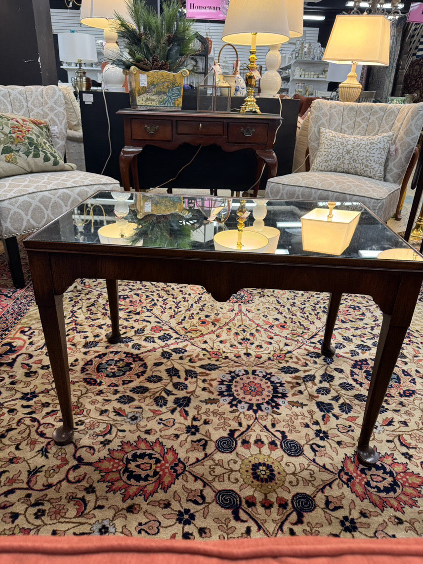 VINTAGE Wood Mirrored-Top Tea Table