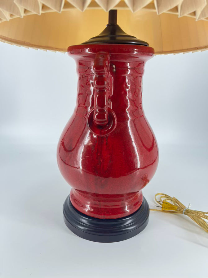Red Ceramic Lamp W/ Handles