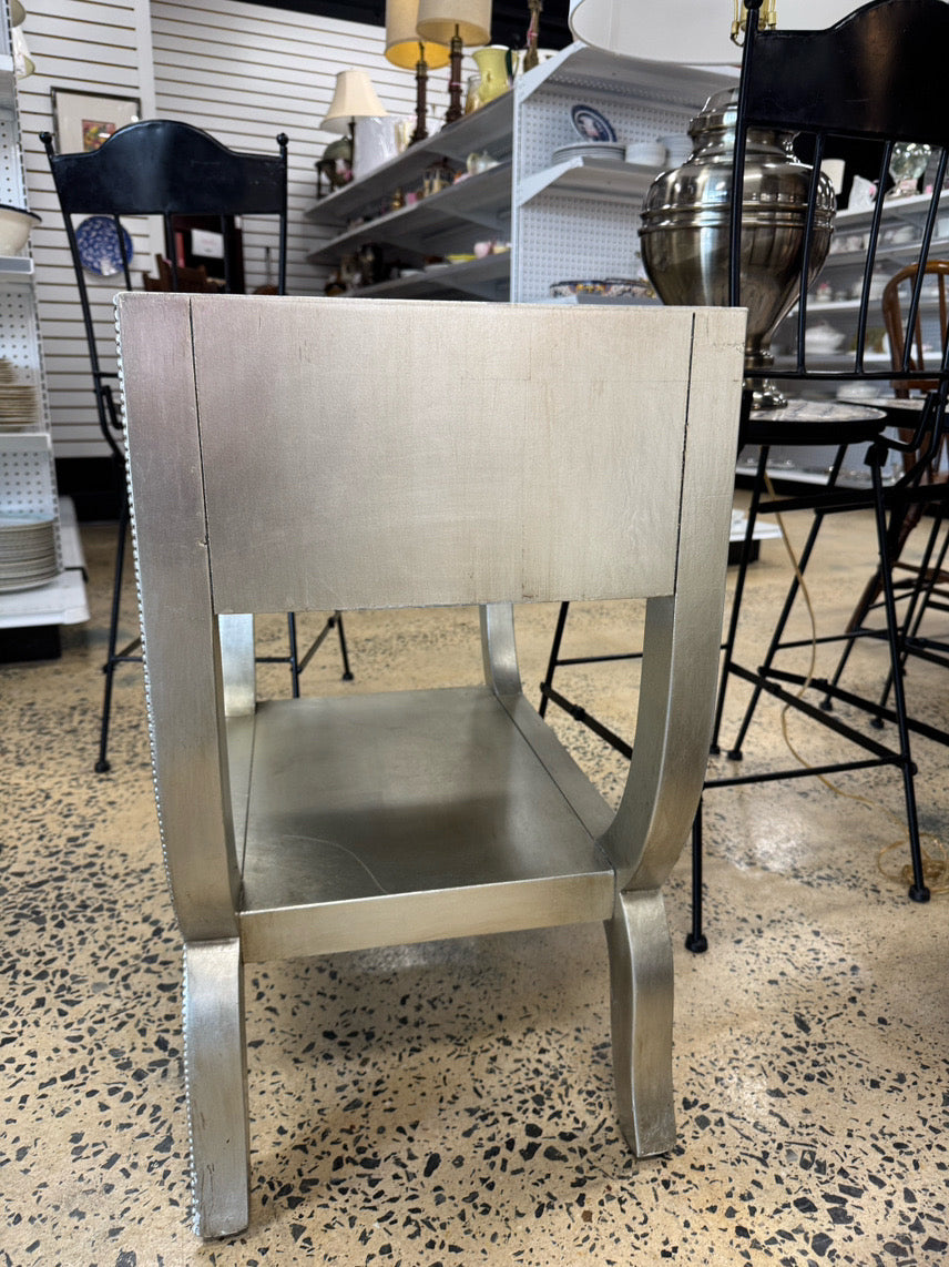 PIER 1 Silver Wood Beaded-Look End Table