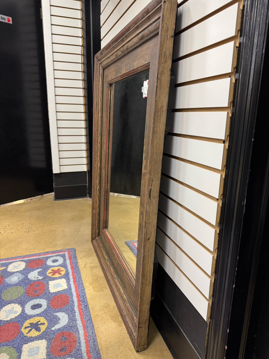 Brown & Red Wood Stencil Design Mirror
