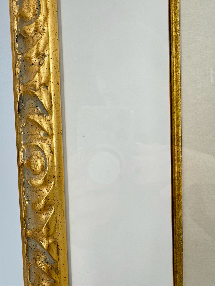CHELSEA HOUSE Pink Flower w/ Butterfly Painting on Silk in Gold Frame