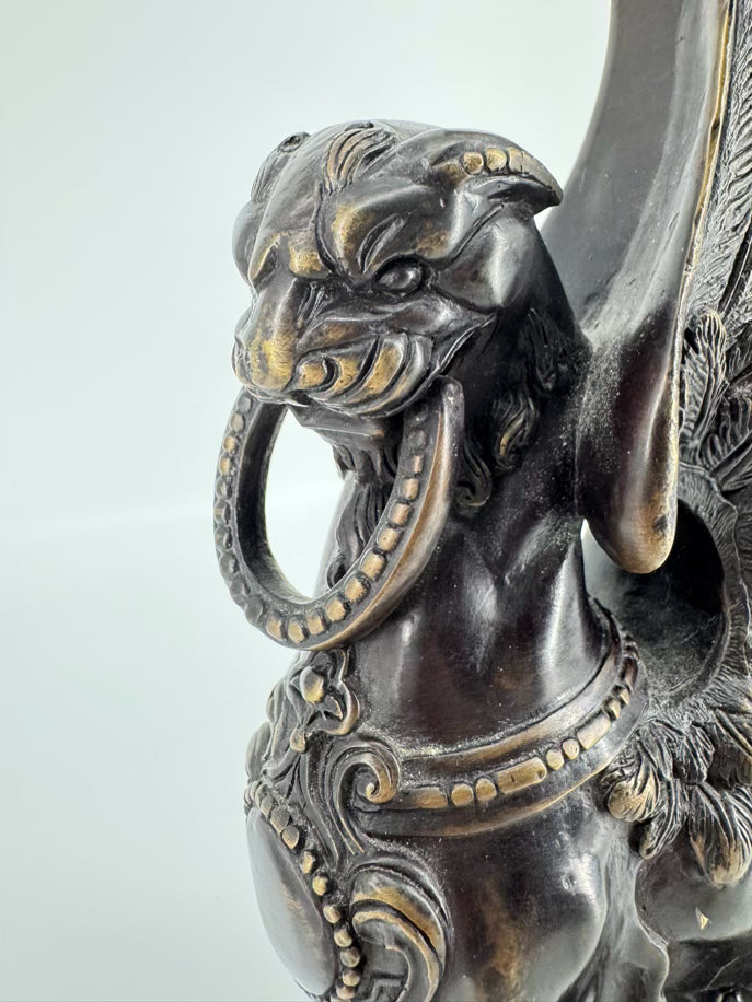 Metal Winged Lion Figure
