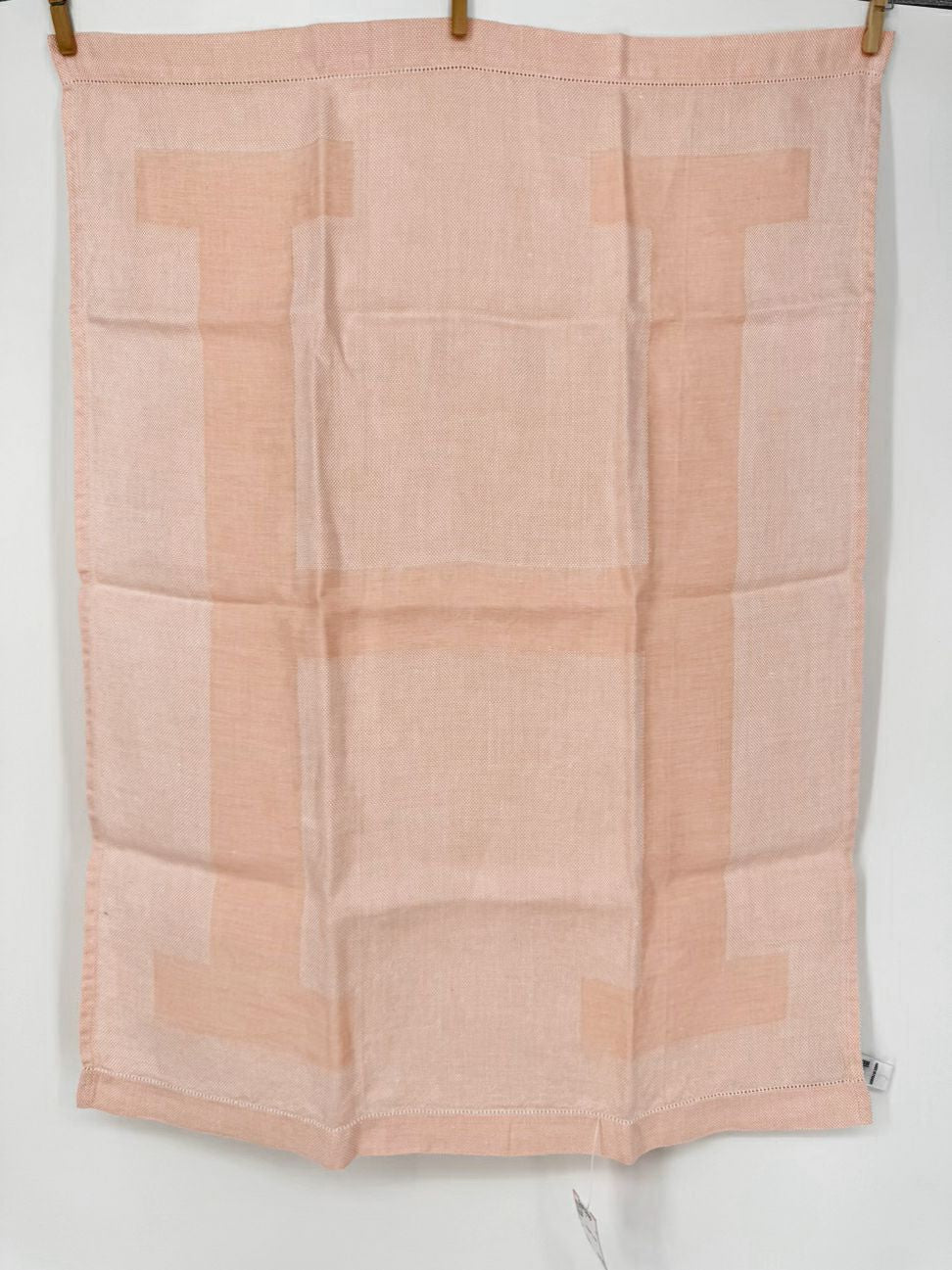 HERMES Peach Linen Monogram "H" Tea Towel