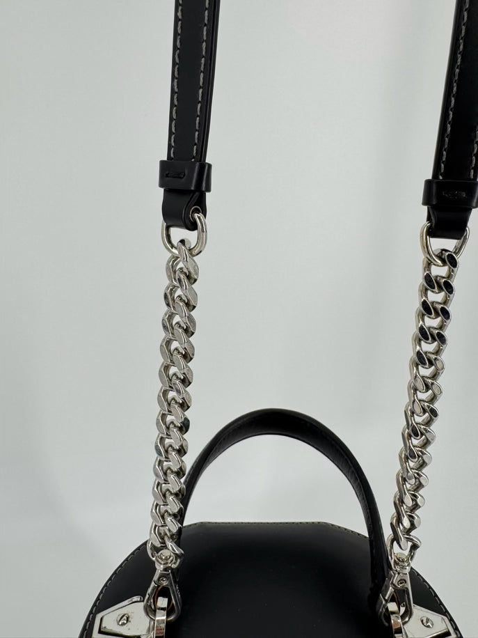 MCM Black Leather Visetos Cylinder Crossbody Bag