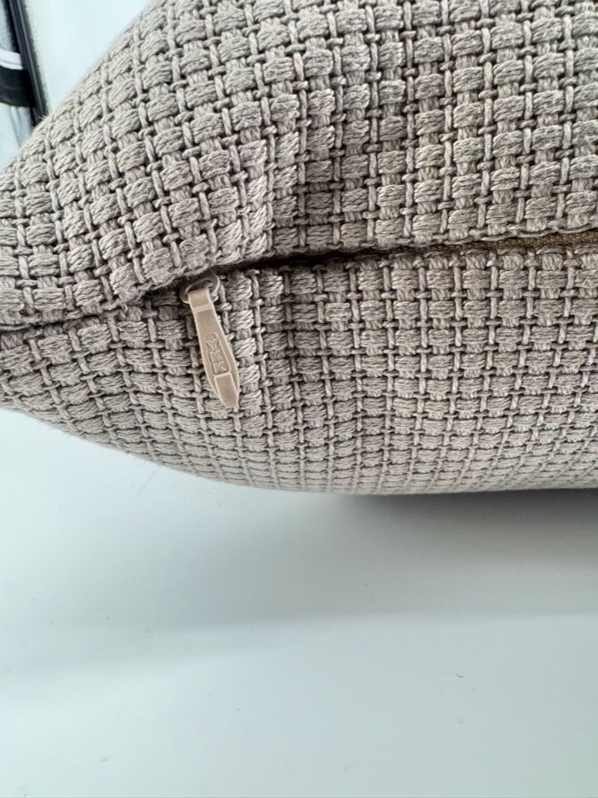 Taupe Woven Knife Edge Pair of Pillows