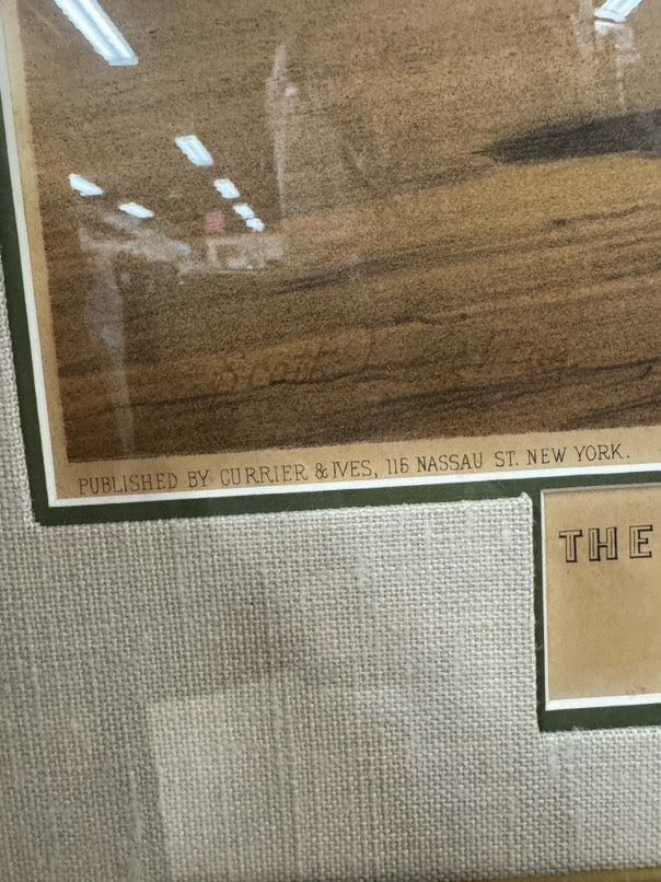 CURRIER & IVES "The Celebrated Trotting Horse Hopeful by Godfrey's Patchen" Lithograph in Wood Frame