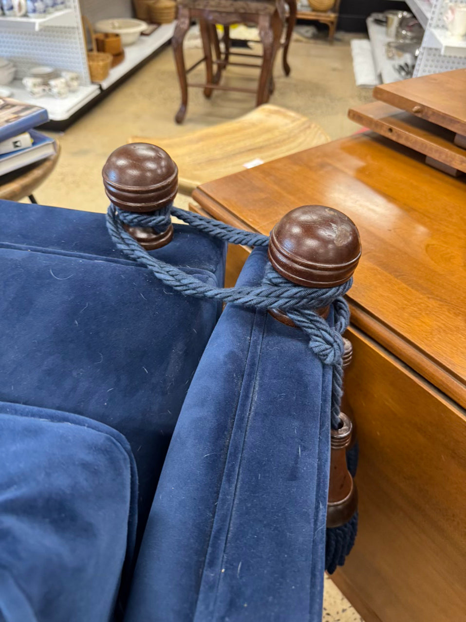DURESTA Blue Velvet Fold Down Sides Sofa