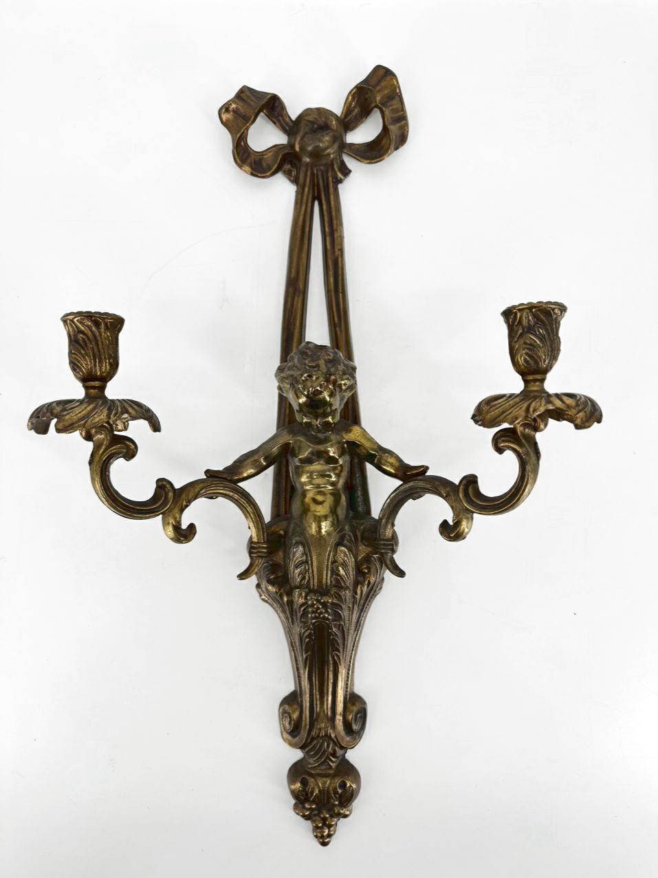 Brass Cupid & Bow Candle Sconce