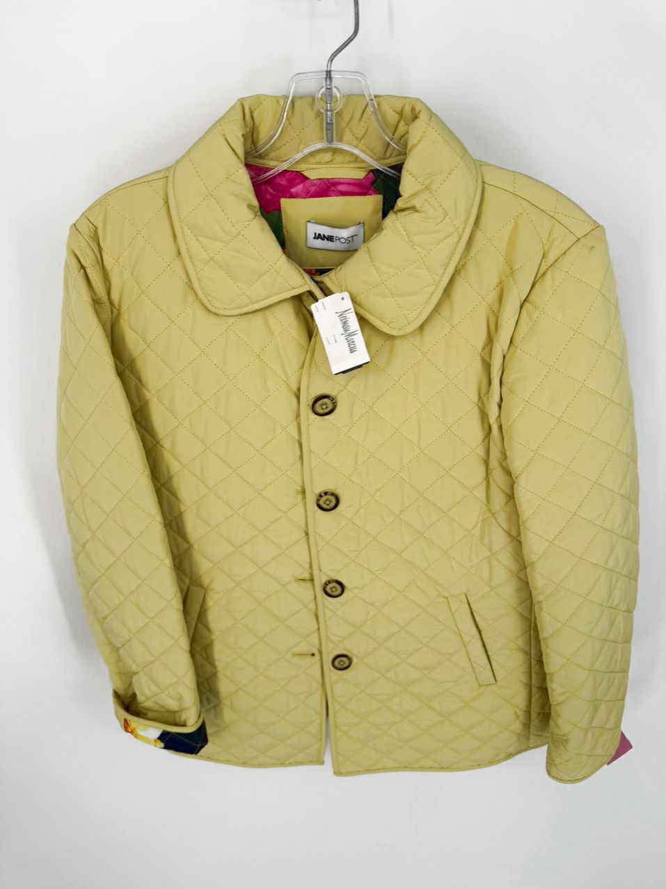 JANE POST Size M Canary Quilted Floral Jacket