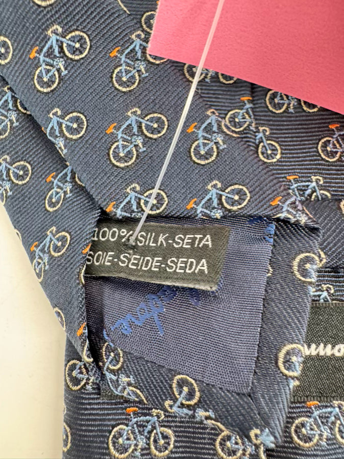 SALVATORE FERRAGAMO Navy Bicycle Silk Tie