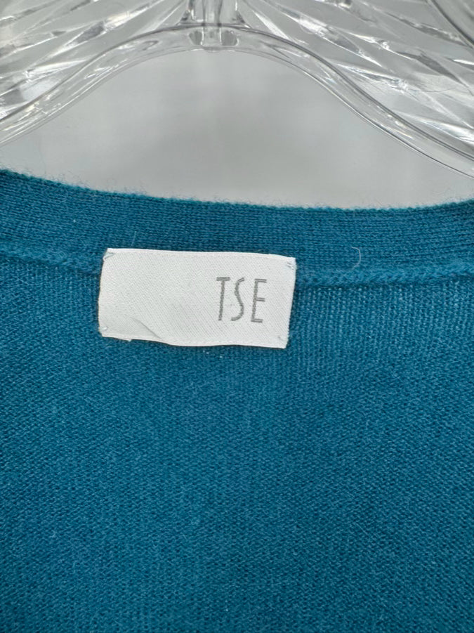 TSE Size L Teal Cashmere Cardigan