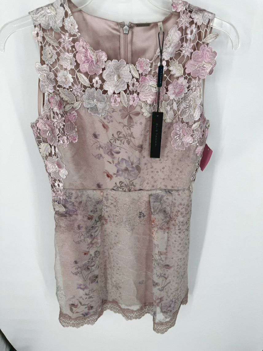 ELIE TAHARI Size 4 Blush Floral Channa Sleeveless Dress NWT