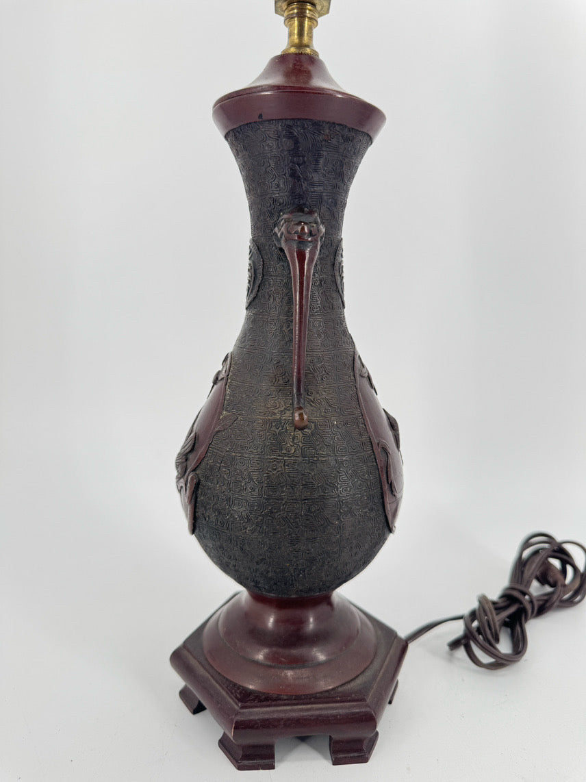Brown & Red Ceramic Bird Design Lamp