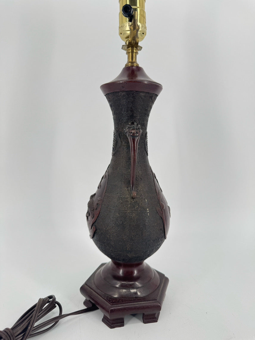 Brown & Red Ceramic Bird Design Lamp
