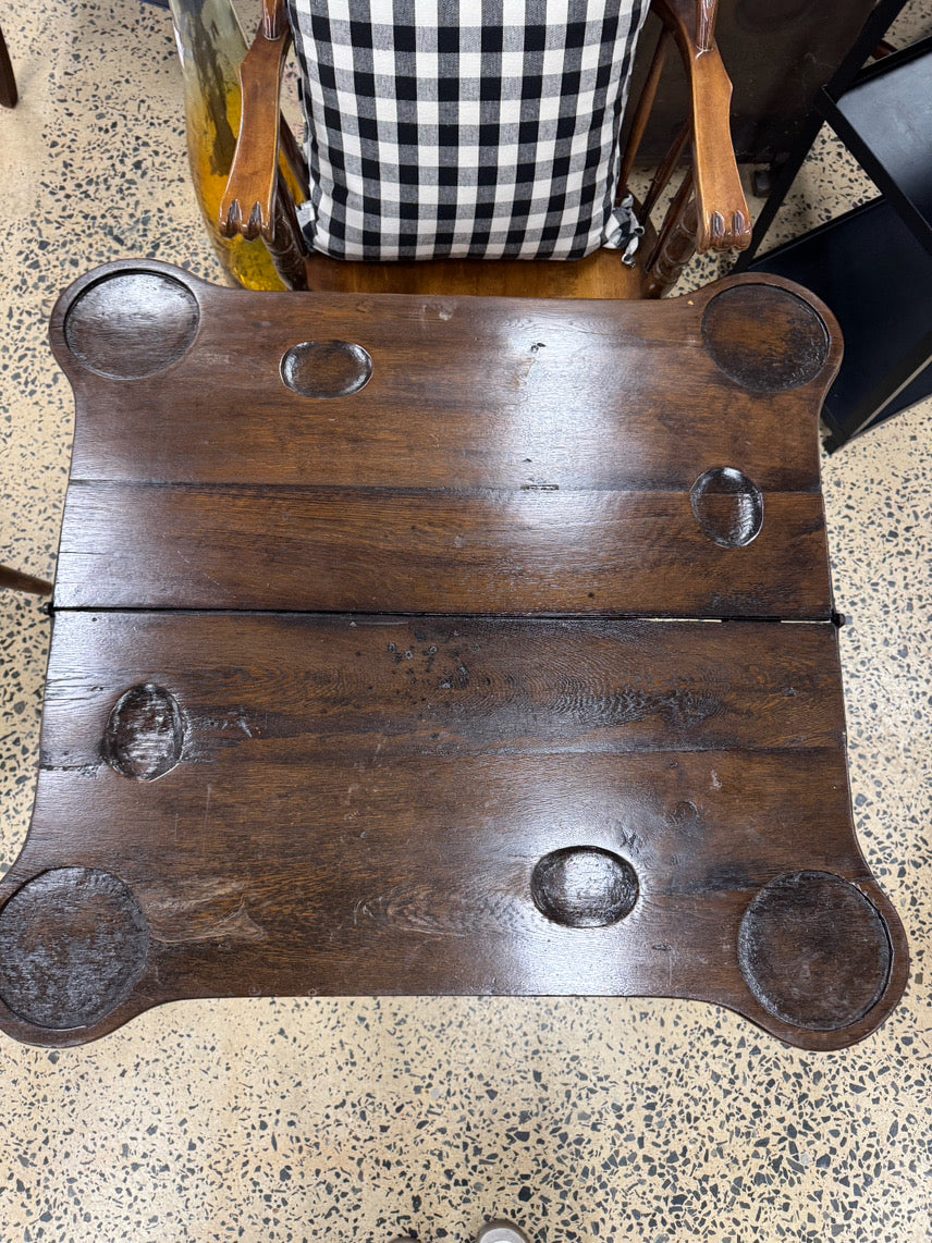ANTIQUE Dark English Oak Folding Game Table