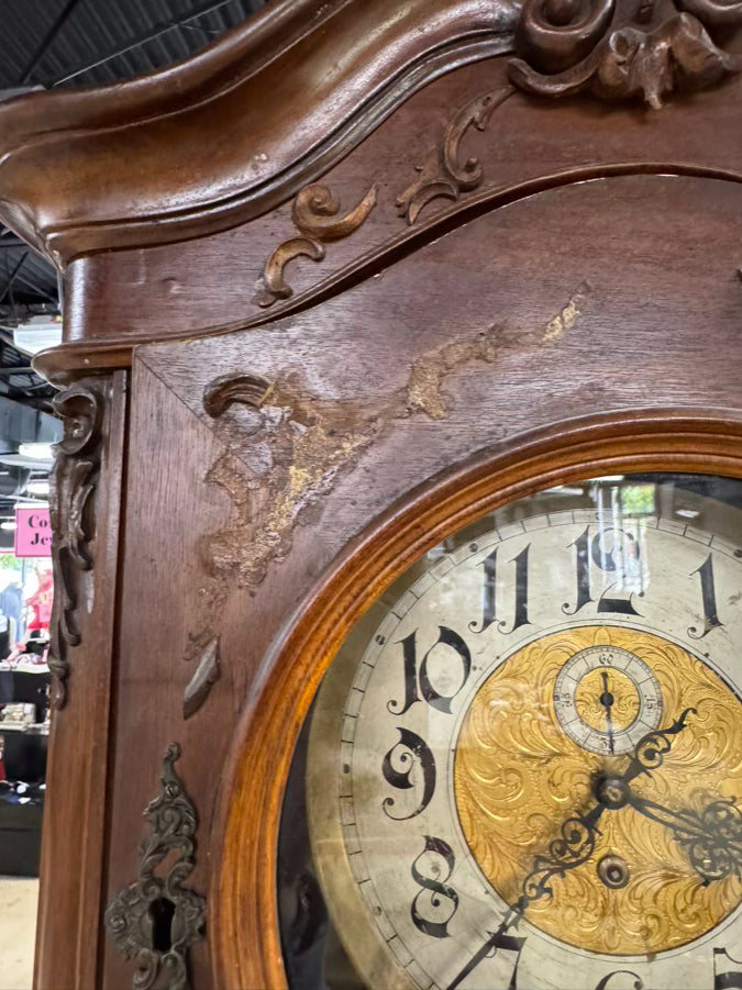 AUSTRIA Dark Wood Ornate 2-Piece Clock