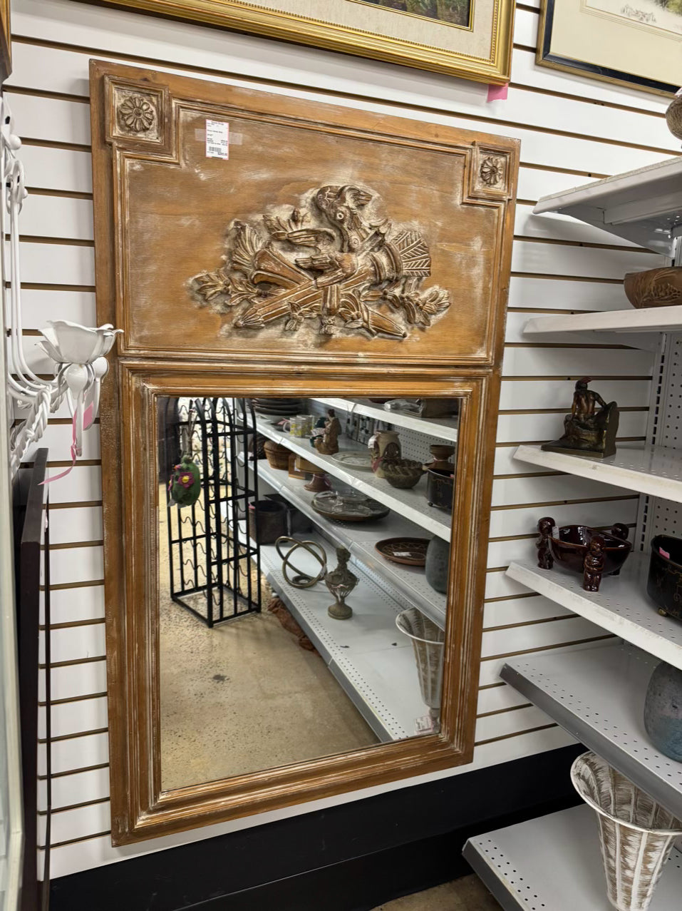 Carved Wood Birds Mirror