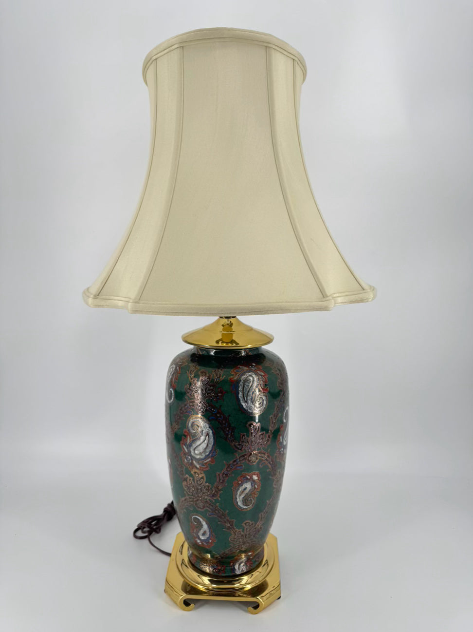 Green Paisley Porcelain Brass Base Lamp