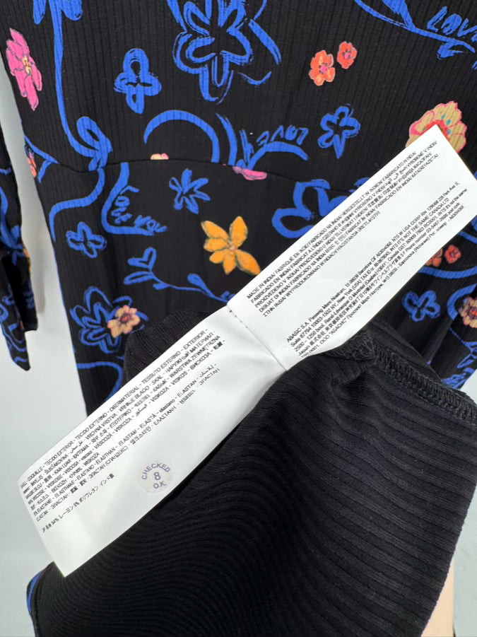 DESIGUAL Size L Black Floral Print Dress NWT