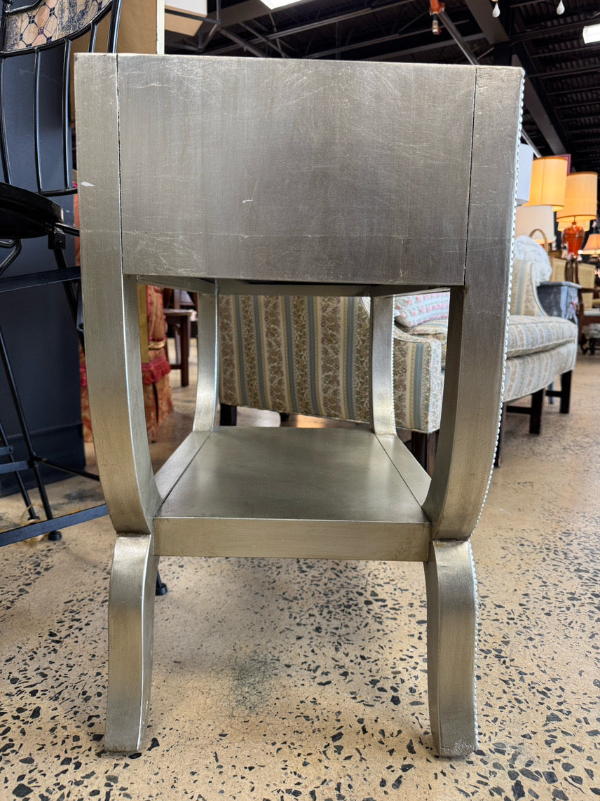 PIER 1 Silver Wood Beaded-Look End Table