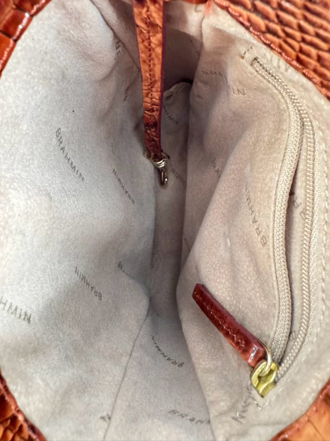 BRAHMIN Copper Embossed Leather Crossbody Bag