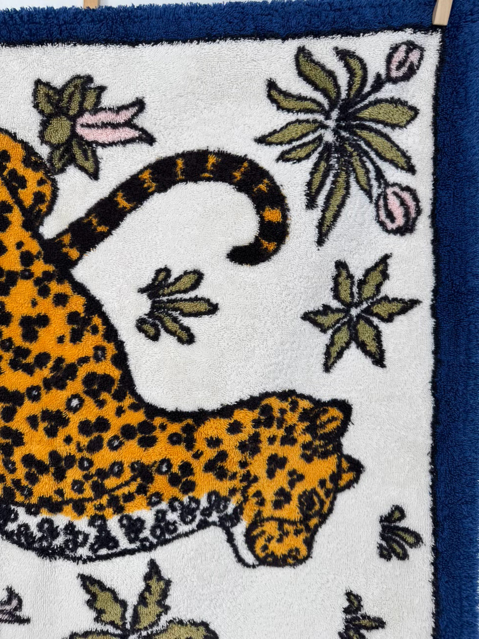 HERMES Blue & Yellow Cheetah Pair of Beach Towels