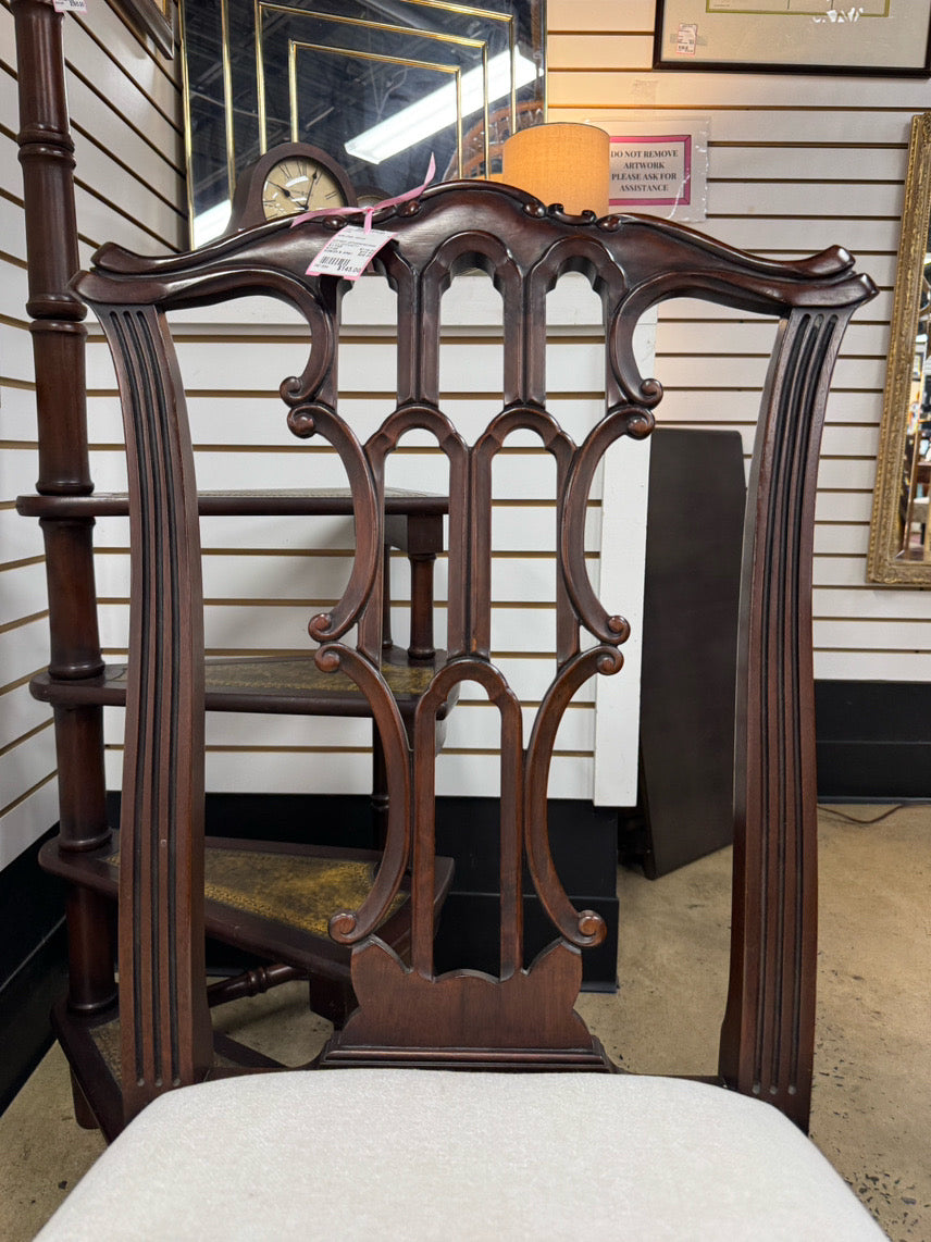 Wood & Cream Upholstered Side Chair