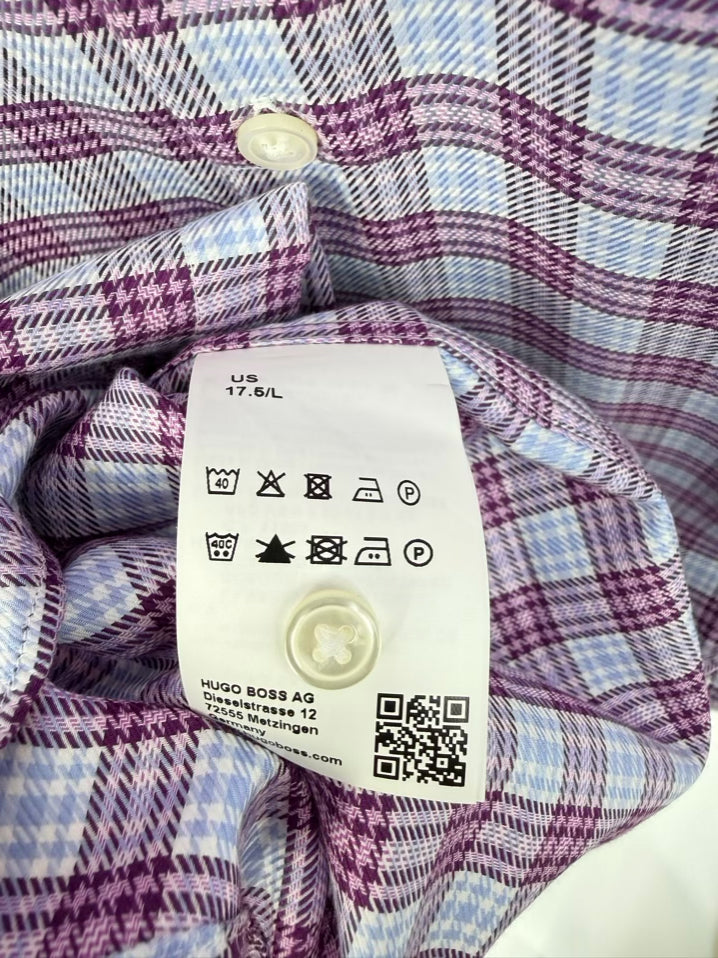 BOSS HUGO BOSS Size 34/35 Purple & Blue Long Sleeve Shirt NWT