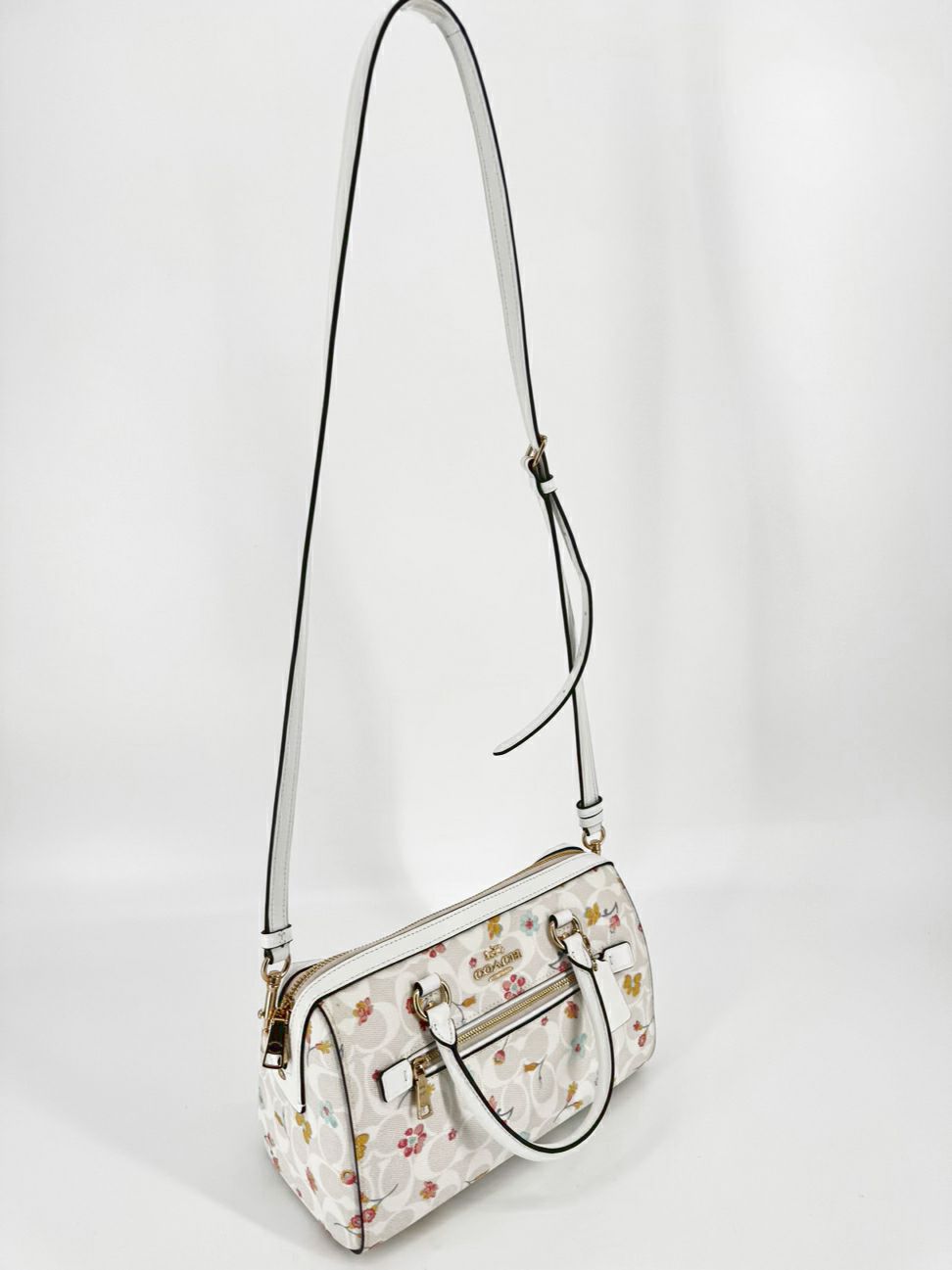 COACH Blue & Yellow Floral Rowan Satchel Purse NWT