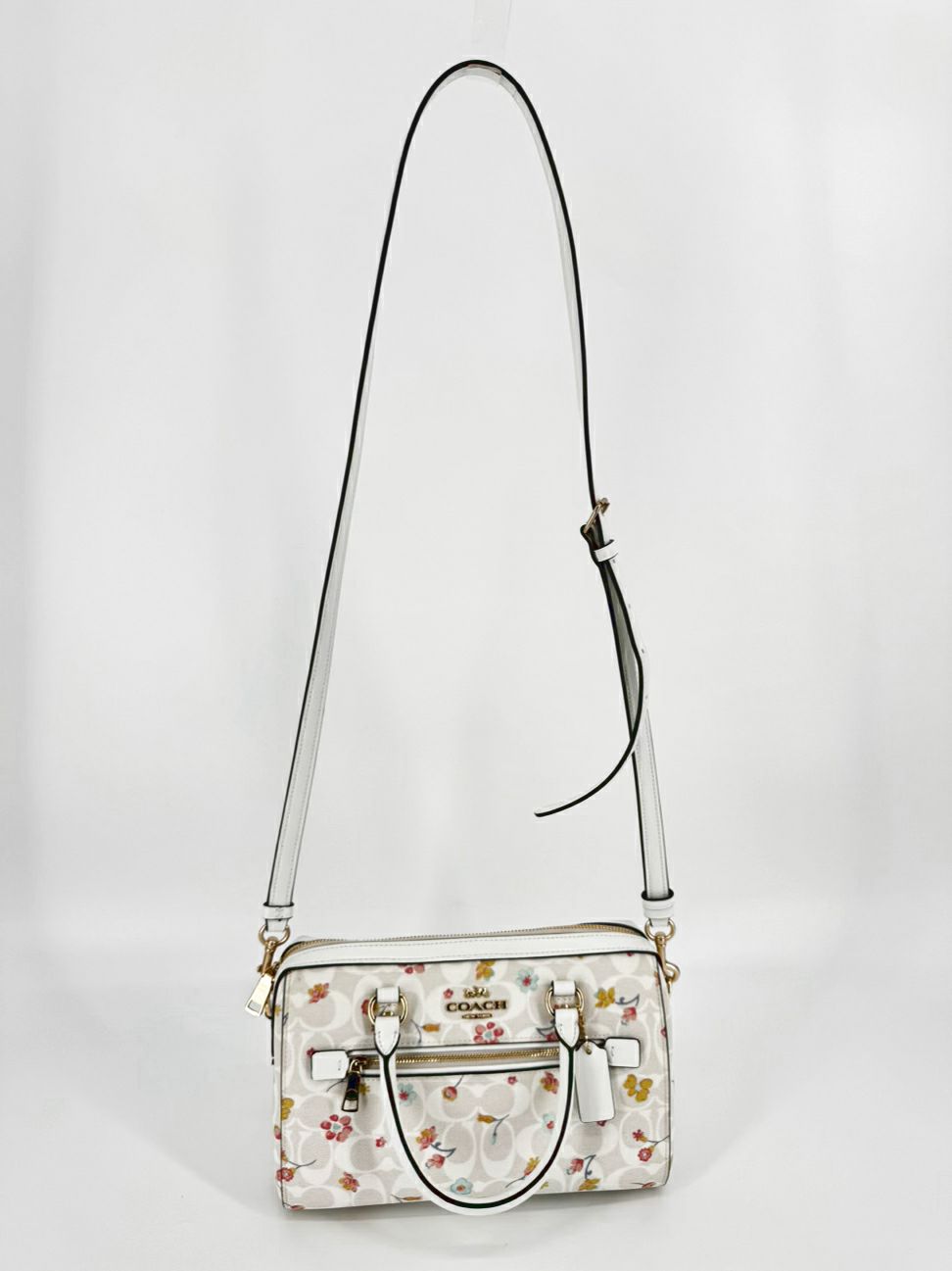 COACH Blue & Yellow Floral Rowan Satchel Purse NWT