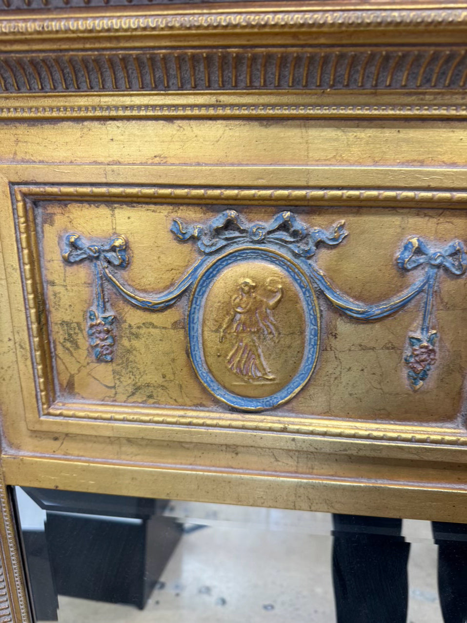 Gold Medallion Ribbon Design Beveled Mirror