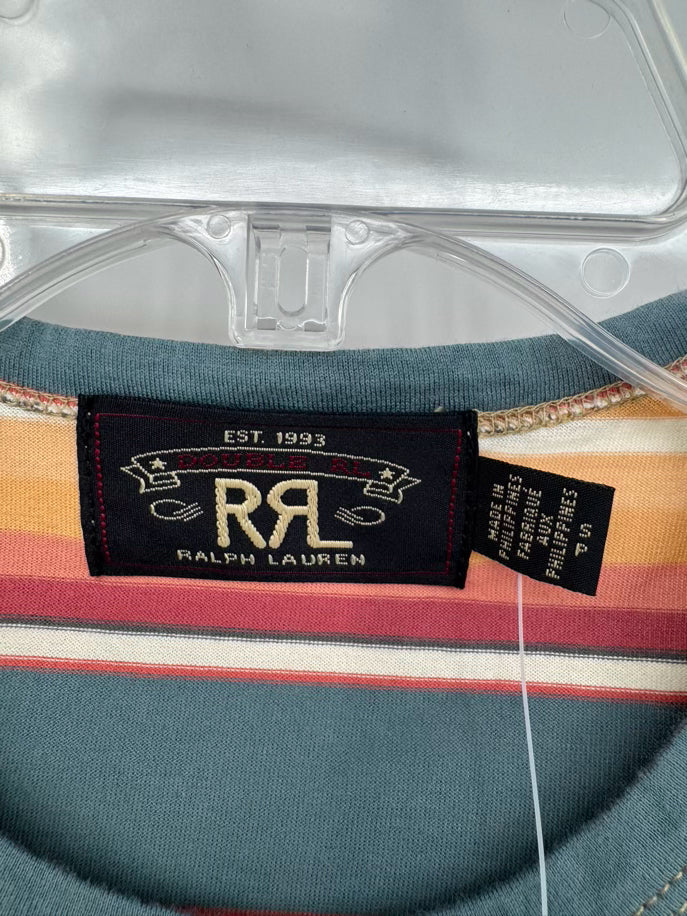 DOUBLE RL & CO Size S Teal & Orange Stripe T-shirt NWT