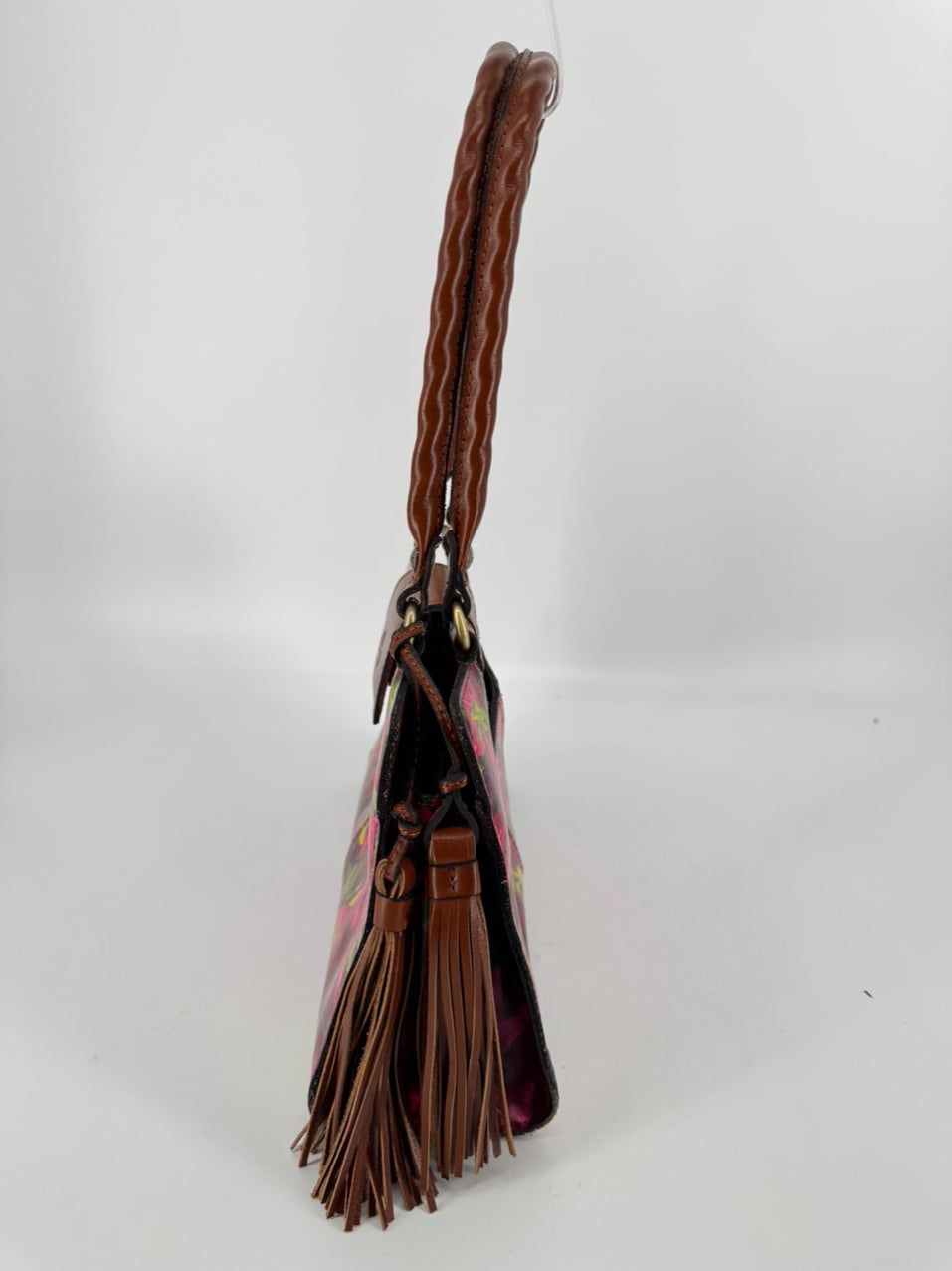 PATRICIA NASH Pink & Green Leather Floral Purse