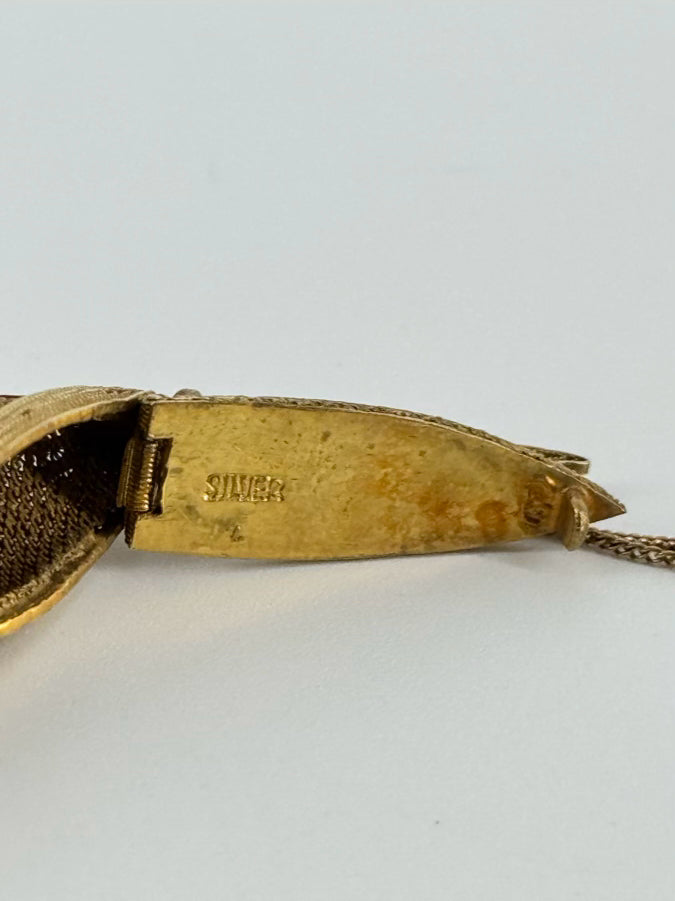 STERLING SILVER Gold Tone Koi Fish Locket Necklace