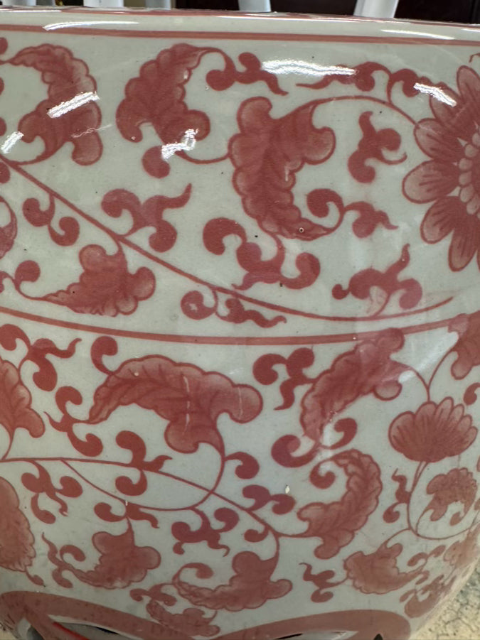 Pink & White Ceramic Garden Stool