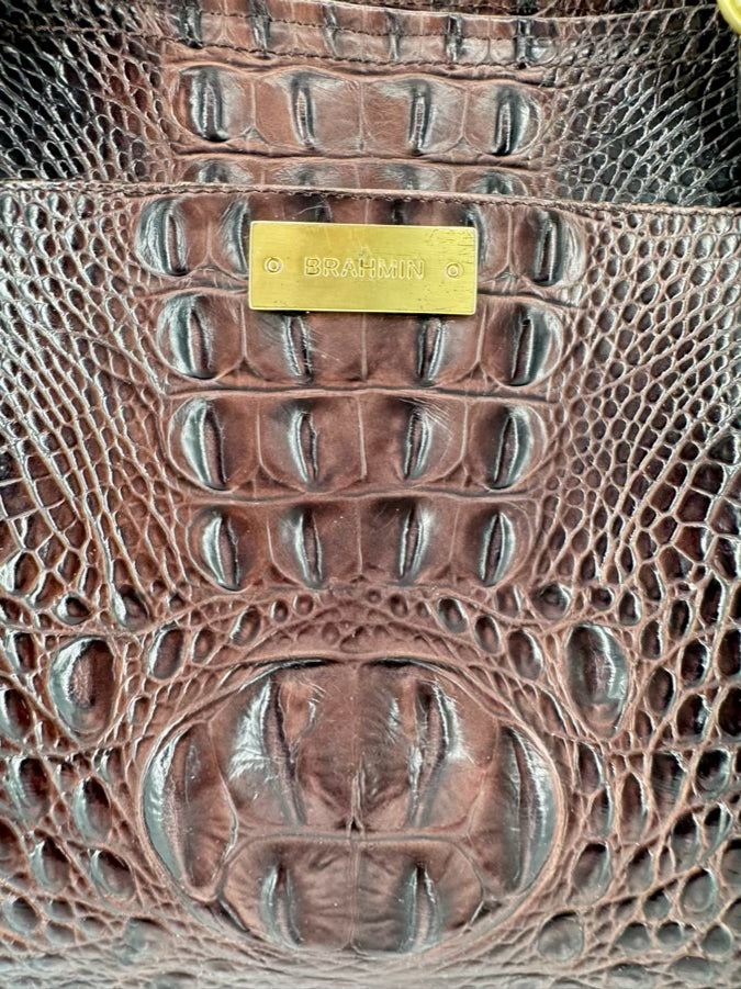 BRAHMIN Chocolate Embossed Leather Purse
