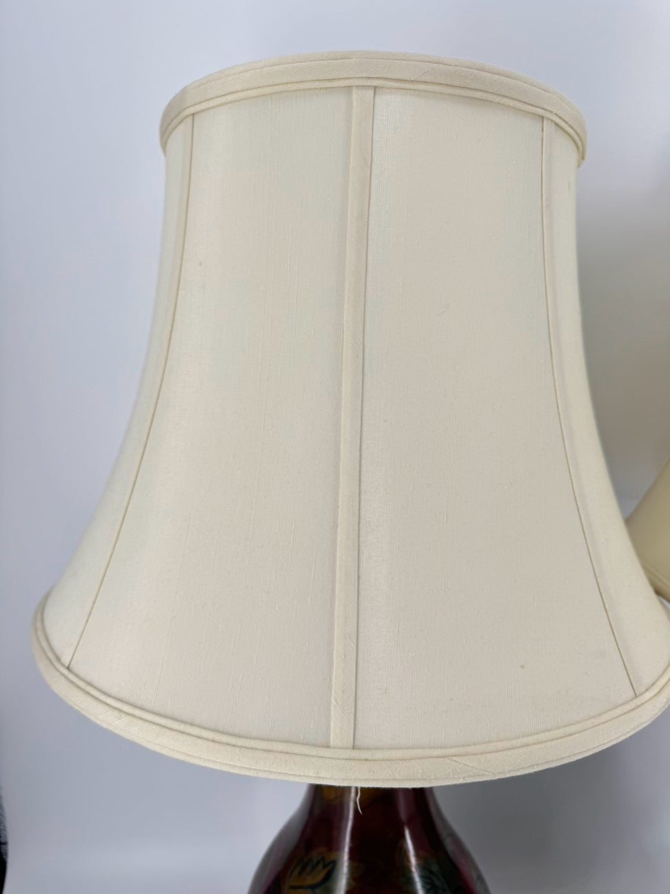 Brick & Green Flowers Ceramic Pair of Lamps