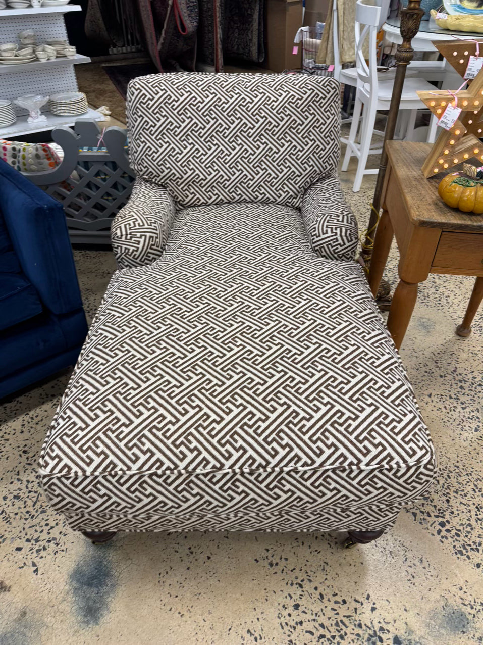 PEARSON Brown & White Geometric Chaise