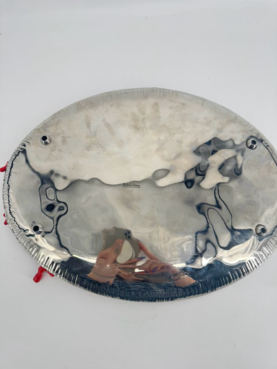 MICHAEL ARAM Silver & Pink Coral Oval Platter
