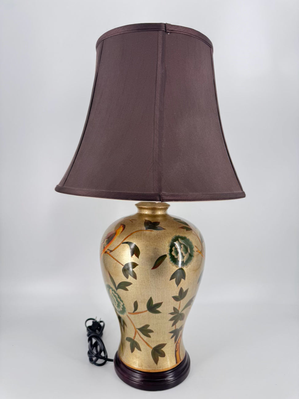 Gold & Green Ceramic Birds Lamp