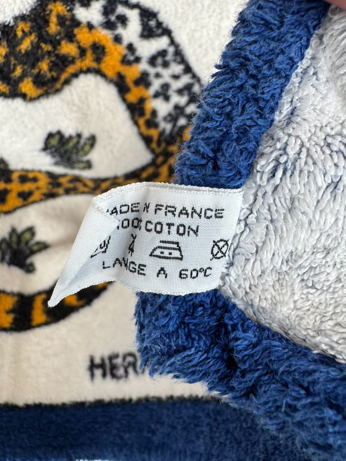 HERMES Blue & Yellow Cheetah Pair of Beach Towels