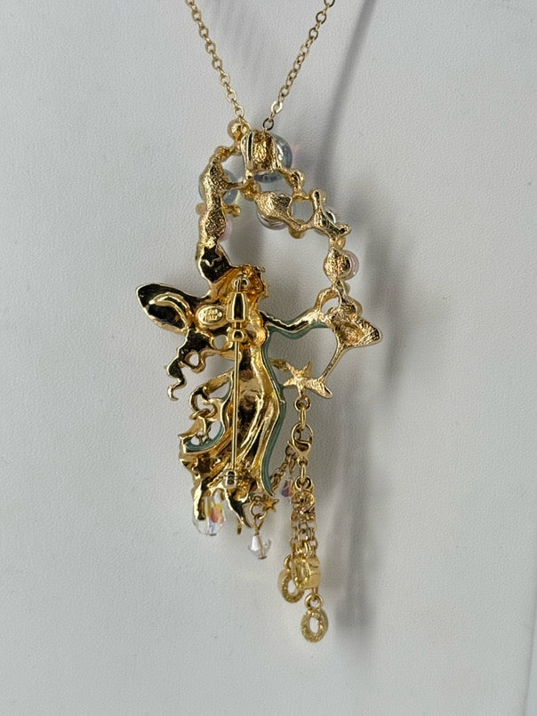 KIRKS FOLLY Gold Tone Bubble Fairy Pendant Necklace