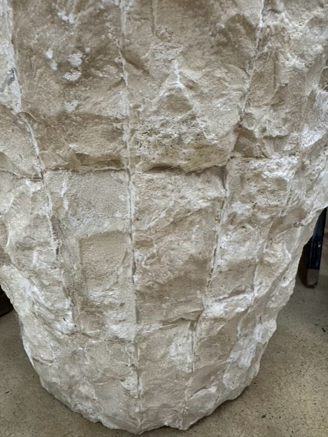 Cream Polished & Raw Tessellated Stone Vase