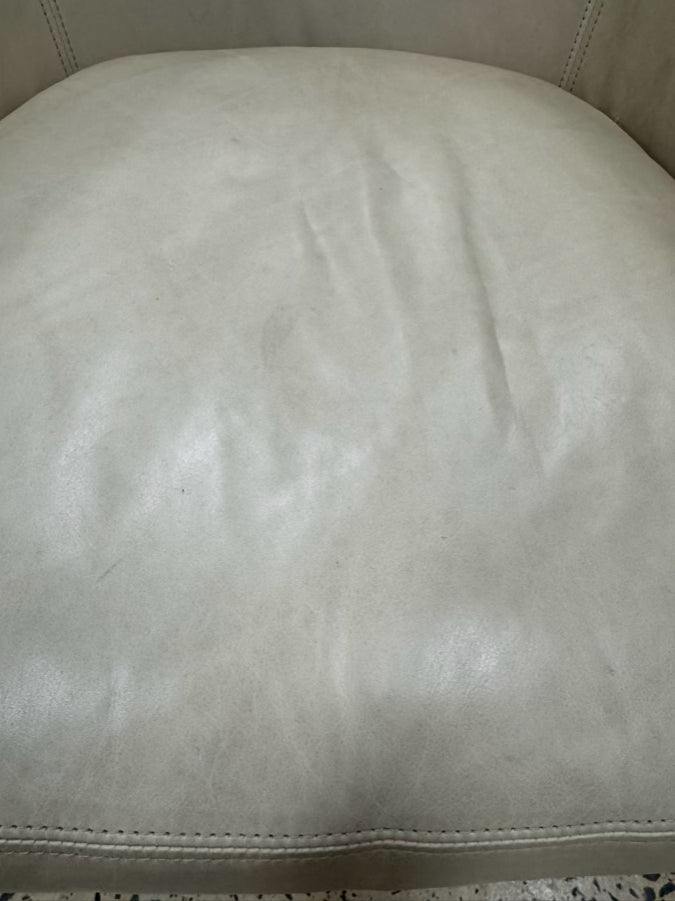 LEE INDUSTRIES Cream Leather Barrel Back Swivel Chair