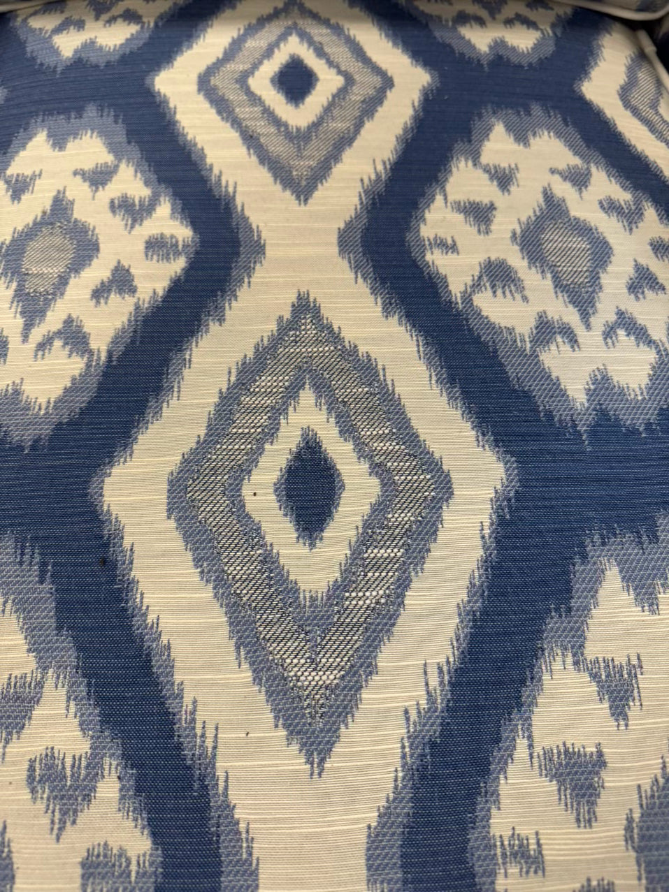 Blue & White Geometric Club Chair & Ottoman