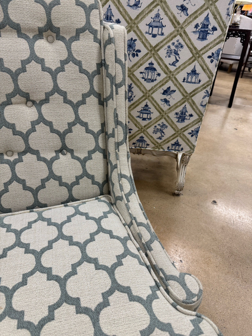 Aqua & Cream Geometric Chair