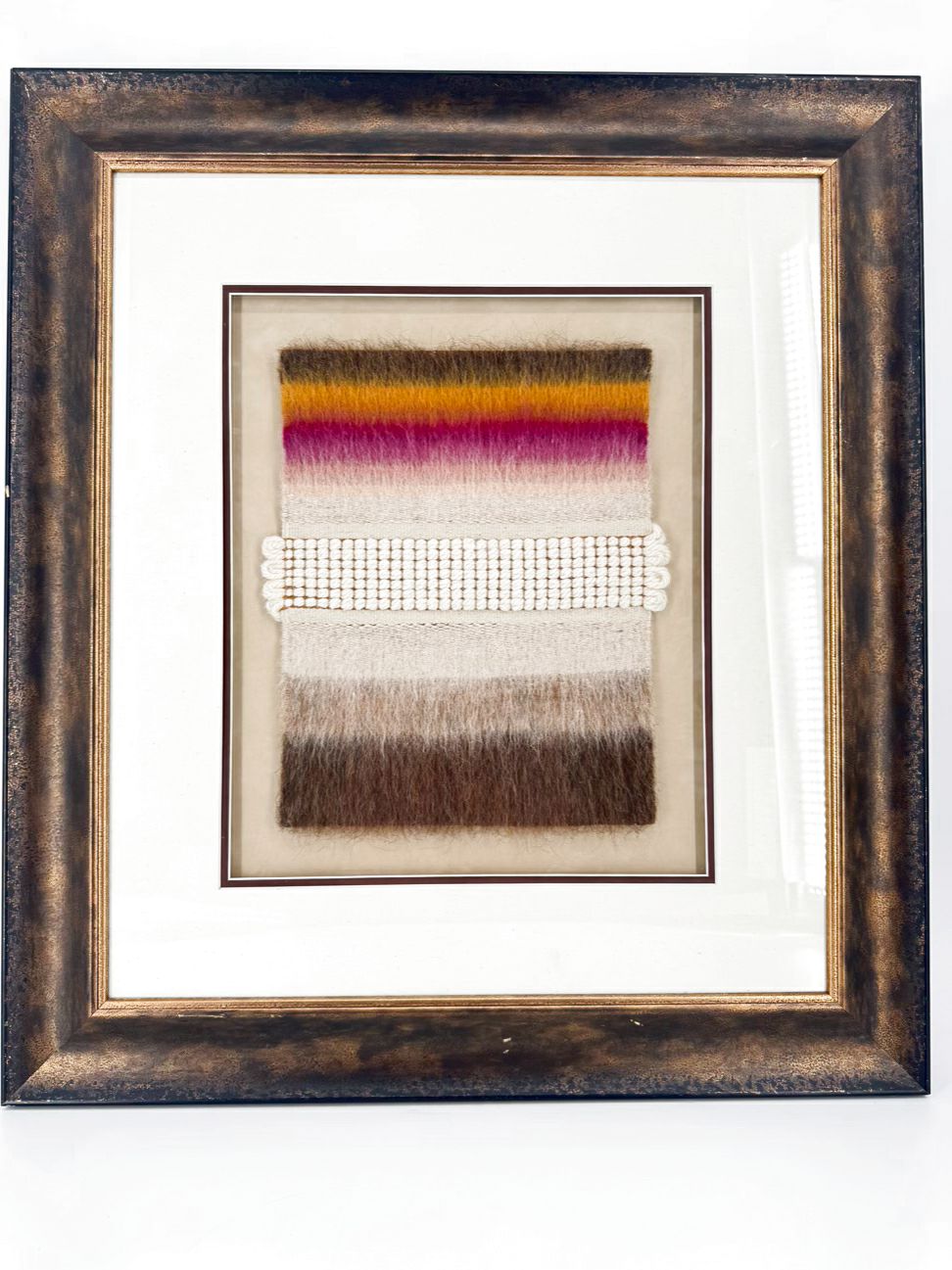 YVONNE FORBATH Framed Handmade Wool Weaving in Brown Gilt Frame