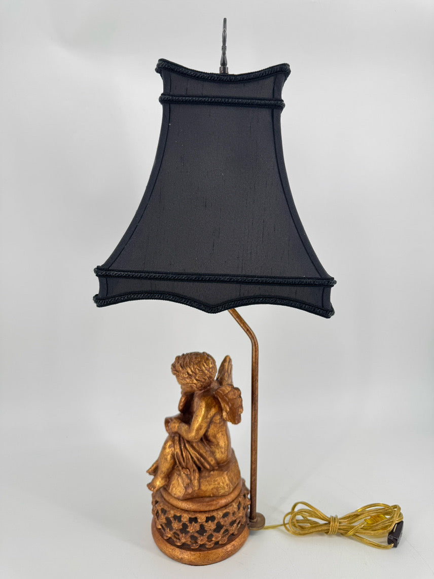 Gold Resin Angel Lamp w/ Chelsea House Shade