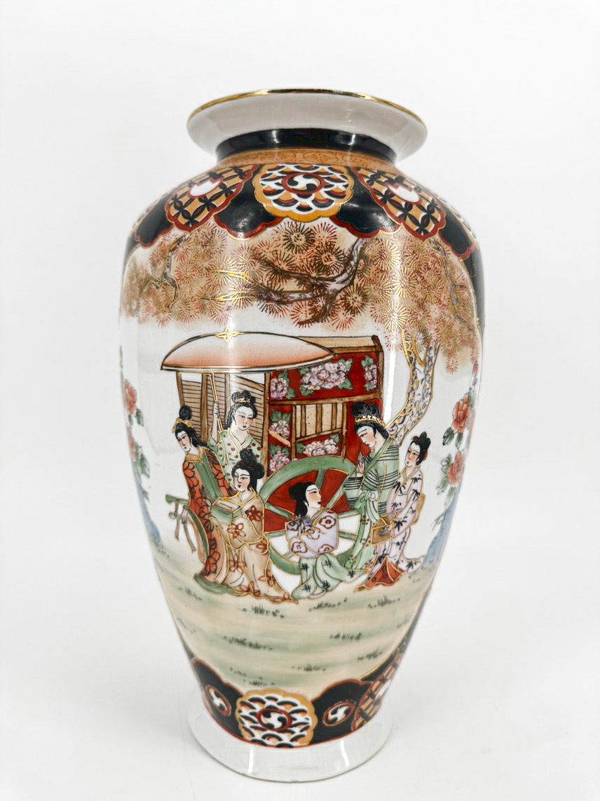 SATSUMA Navy, Rust & Gold Hand-Painted Porcelain Jar